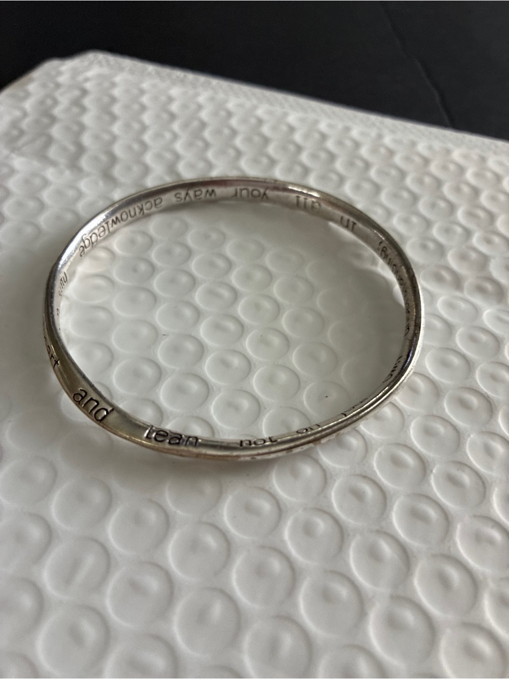 Sterling Silver Inspirational Engraved Bangle Bracelet - Silver